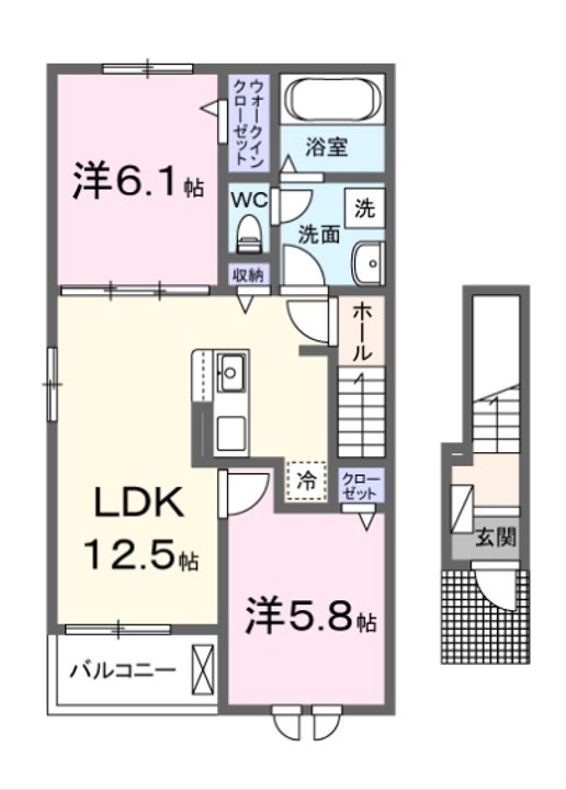 愛知県名古屋市天白区植田山3(アパート)の賃貸物件の間取り