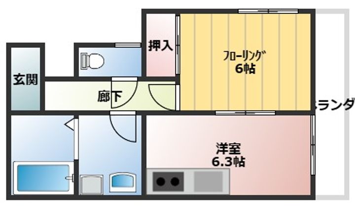 佐賀県唐津市魚屋町(アパート)の賃貸物件の間取り