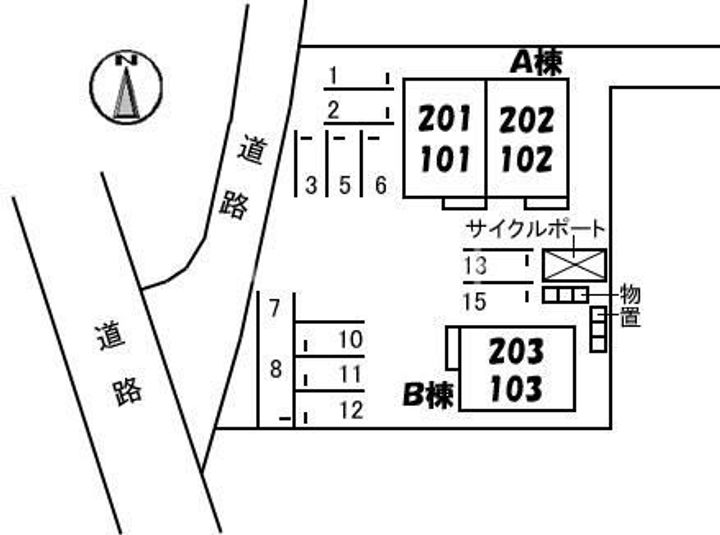 T.H.サルーテ B棟の地図