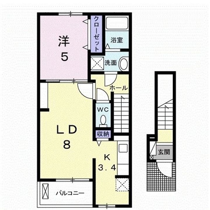福島県いわき市平赤井字諸荷(アパート)の賃貸物件の間取り