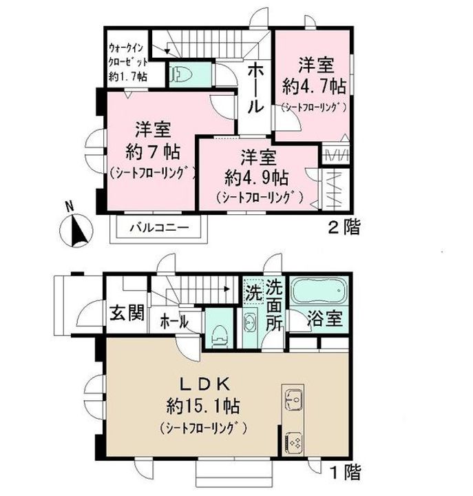 神奈川県茅ヶ崎市ひばりが丘(一戸建)の賃貸物件の間取り