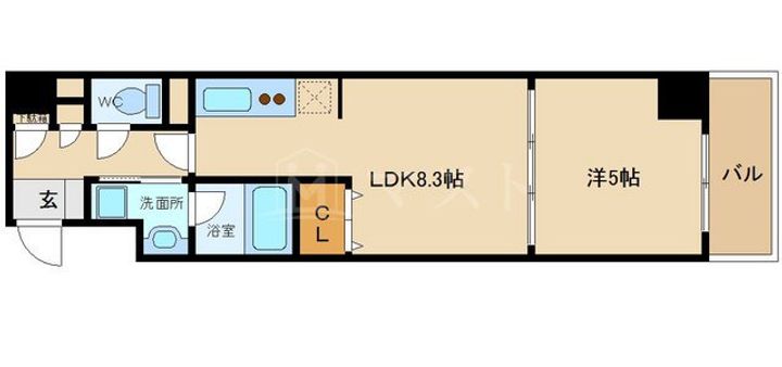 大阪府大阪市中央区南船場1(マンション)の賃貸物件の間取り