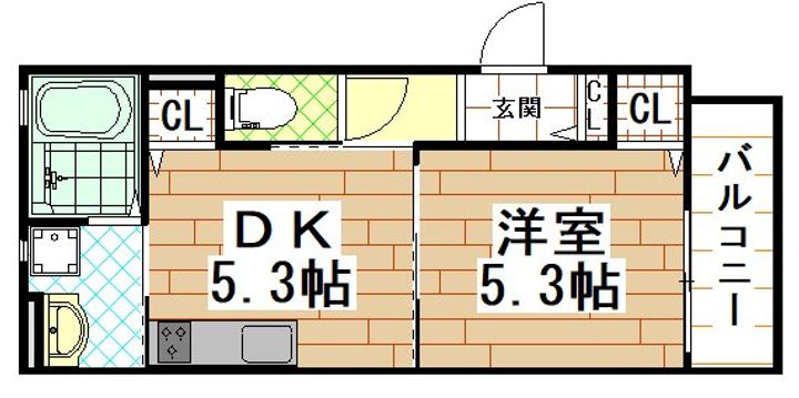大阪府東大阪市長瀬町1の賃貸アパートの間取り