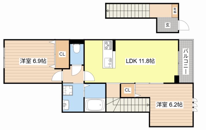 滋賀県長浜市南高田町(アパート)の賃貸物件の間取り