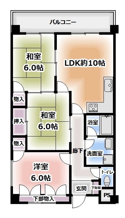 大阪府大阪市住吉区苅田8(マンション)の賃貸物件の間取り