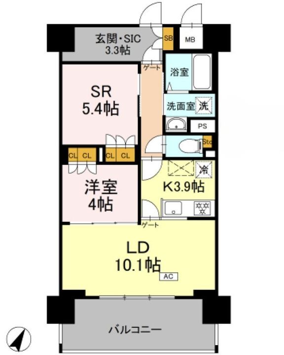 神奈川県横浜市都筑区川和町(マンション)の賃貸物件の間取り