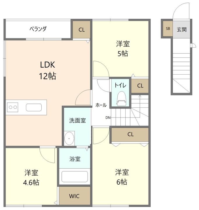 福岡県田川市大字伊田(アパート)の賃貸物件の間取り