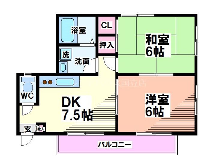 東京都国分寺市東元町1(アパート)の賃貸物件の間取り