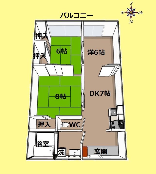宮城県仙台市青葉区中山1(アパート)の賃貸物件の間取り