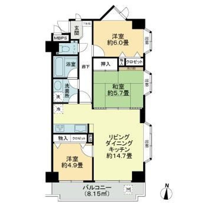 埼玉県さいたま市中央区下落合5(マンション)の賃貸物件の間取り