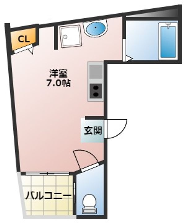 大阪府大阪市浪速区元町1(マンション)の賃貸物件の間取り
