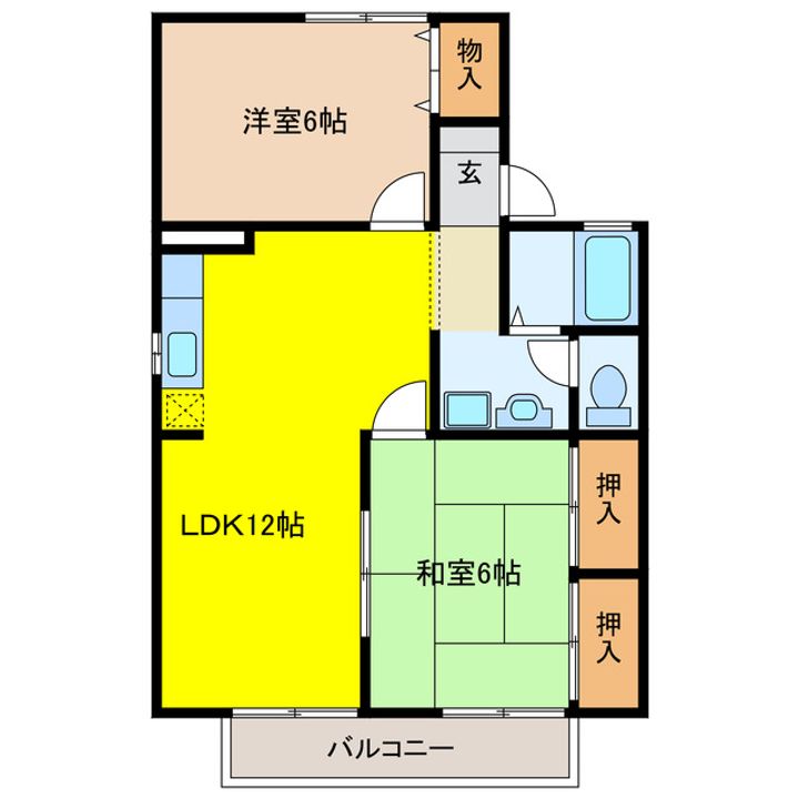 岐阜県大垣市和合新町1(アパート)の賃貸物件の間取り