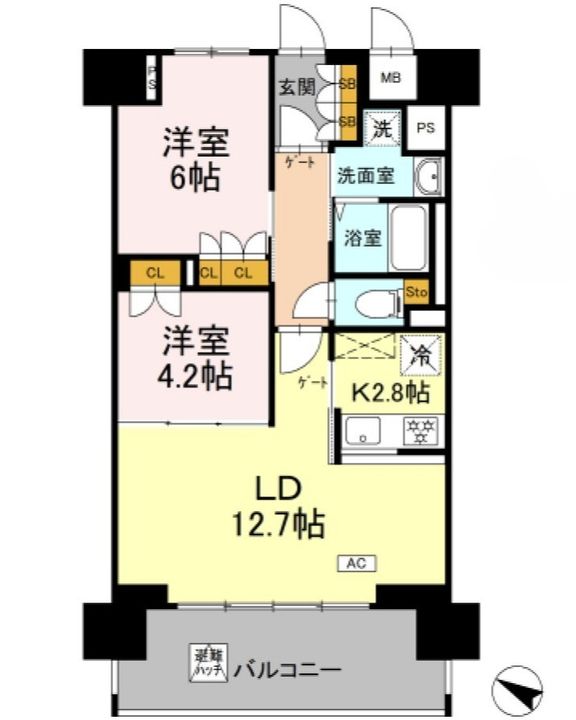神奈川県横浜市都筑区川和町(マンション)の賃貸物件の間取り