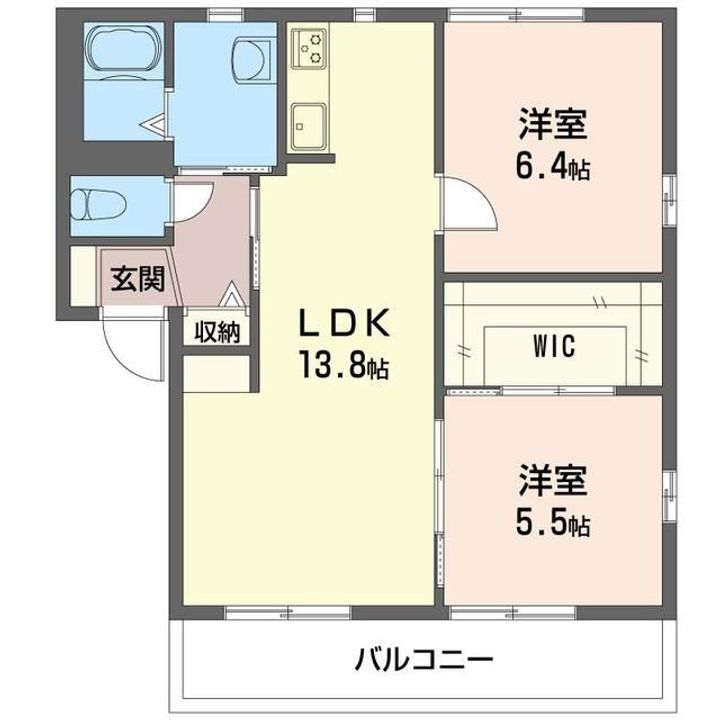 ディアコート Aの間取り