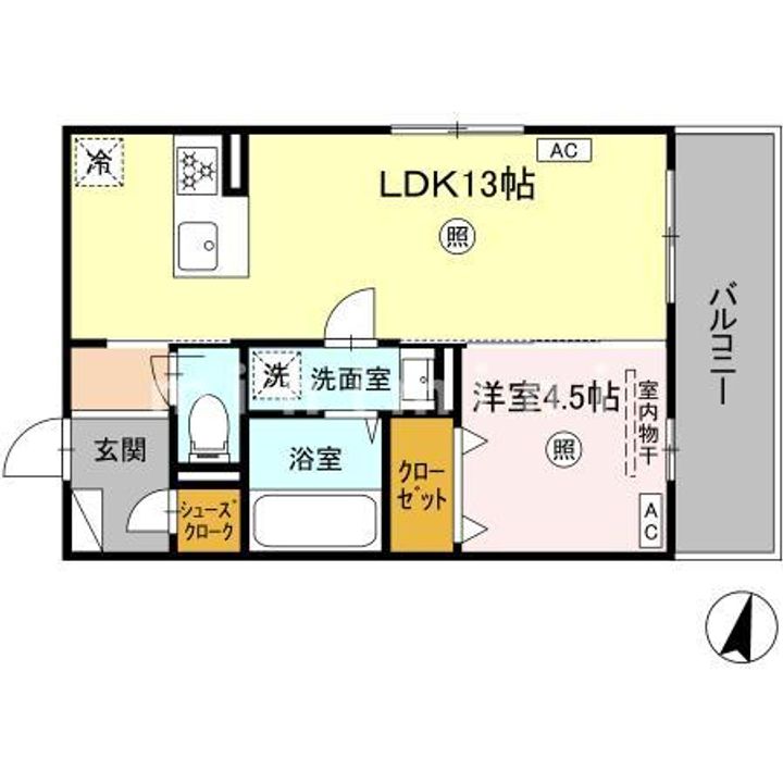 熊本県熊本市北区弓削6(アパート)の賃貸物件の間取り