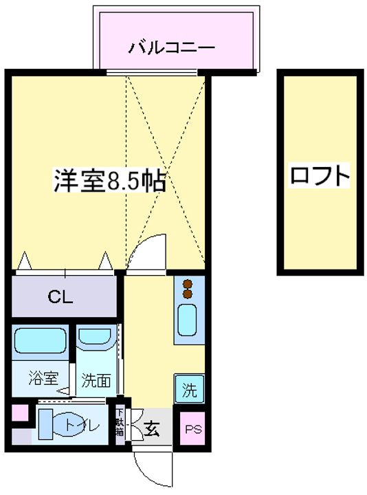 大阪府大阪市住吉区沢之町1(マンション)の賃貸物件の間取り