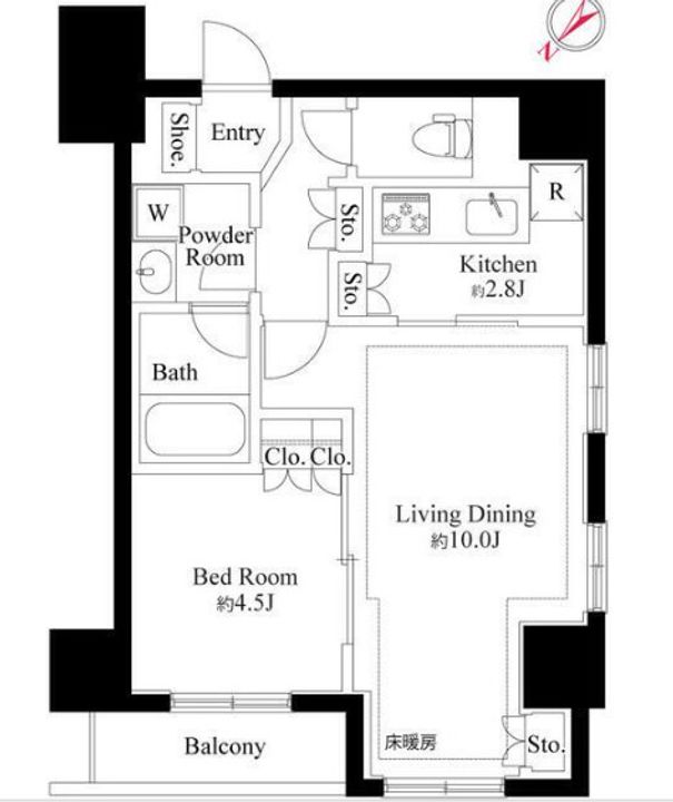 東京都中央区銀座8(マンション)の賃貸物件の間取り