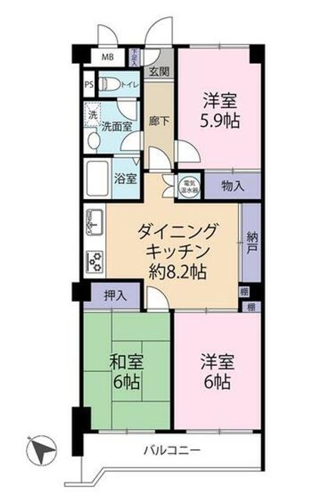 中山キャッスル美研の間取り