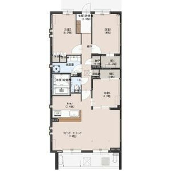 栃木県下野市医大前4(マンション)の賃貸物件の間取り