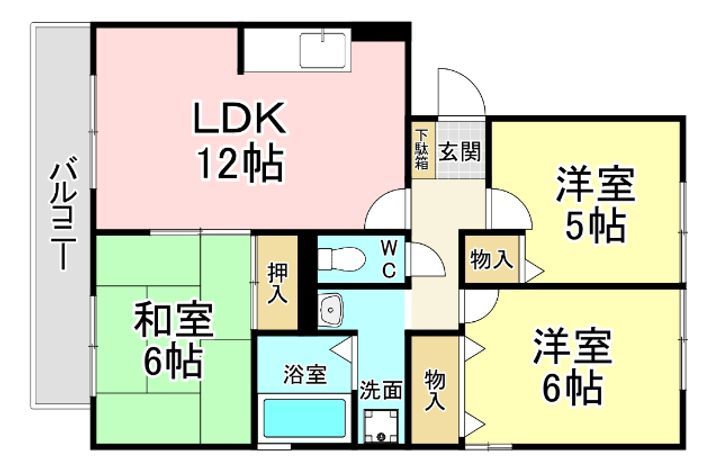 福岡県北九州市小倉南区南方5(アパート)の賃貸物件の間取り