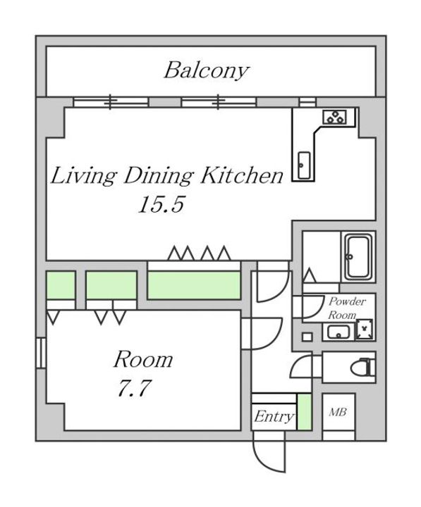大阪府大阪市福島区海老江8(マンション)の賃貸物件の間取り