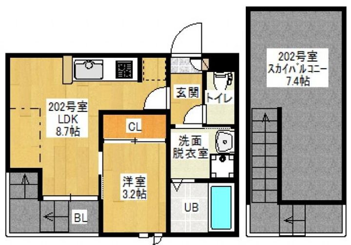 岡山県岡山市北区富田(アパート)の賃貸物件の間取り