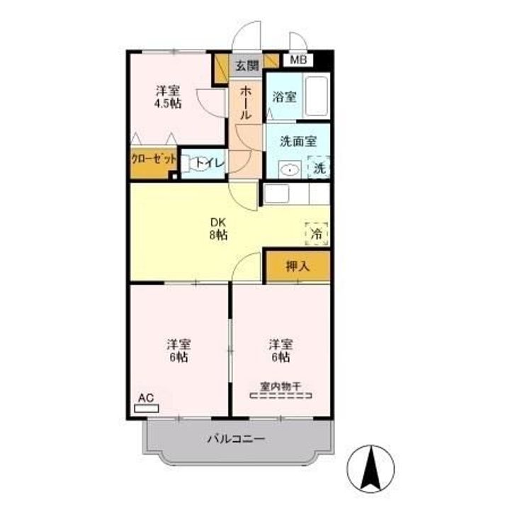 栃木県栃木市平柳町1(マンション)の賃貸物件の間取り