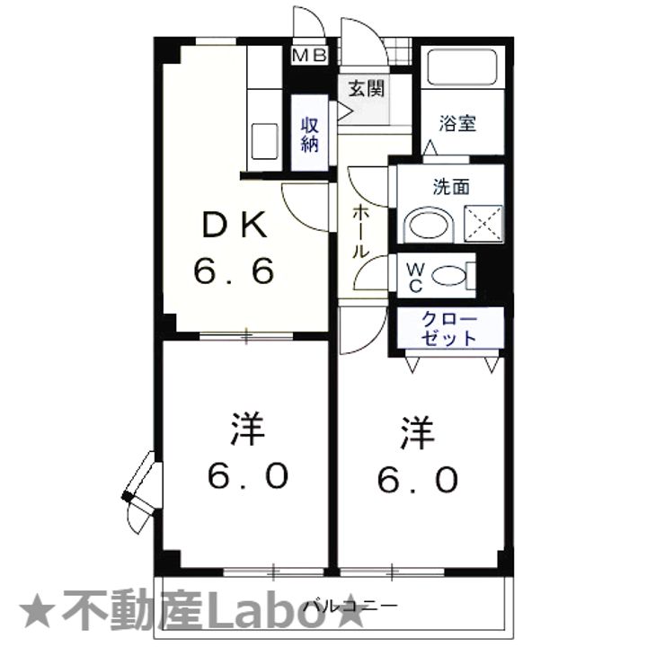 徳島県板野郡藍住町徳命字元村(アパート)の賃貸物件の間取り