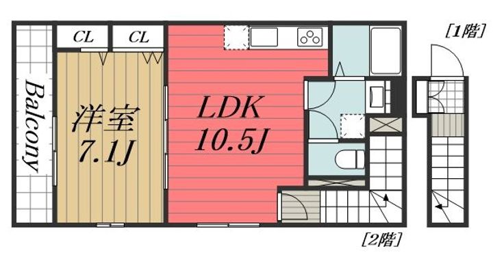 千葉県千葉市花見川区検見川町3(アパート)の賃貸物件の間取り
