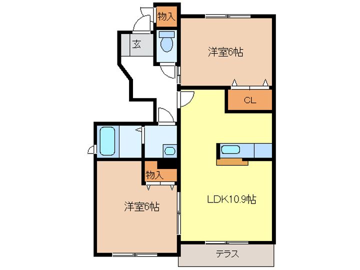岐阜県岐阜市長良友瀬(アパート)の賃貸物件の間取り