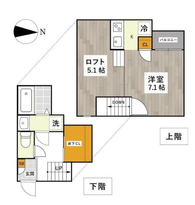 熊本県熊本市西区池田1(アパート)の賃貸物件の間取り