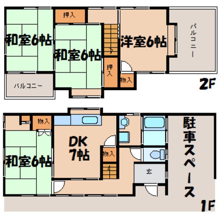 広島県広島市安芸区船越3(一戸建)の賃貸物件の間取り