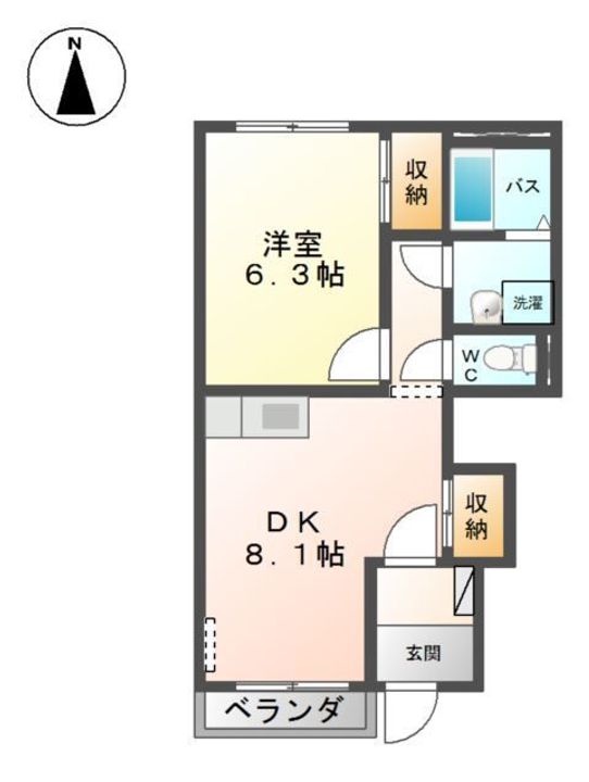 栃木県栃木市平井町(アパート)の賃貸物件の間取り