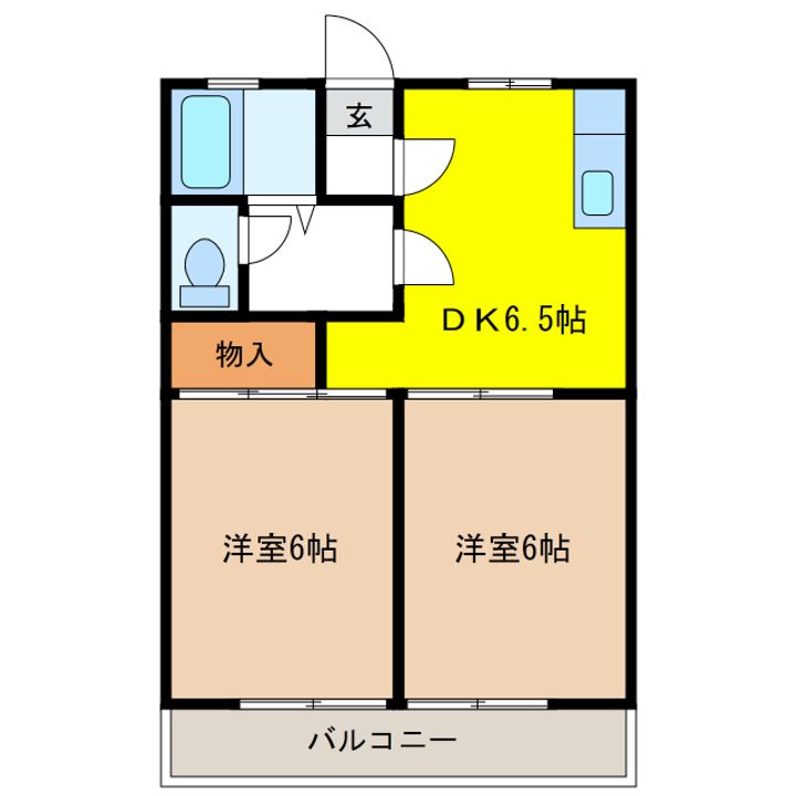 岐阜県羽島郡岐南町上印食5(アパート)の賃貸物件の間取り