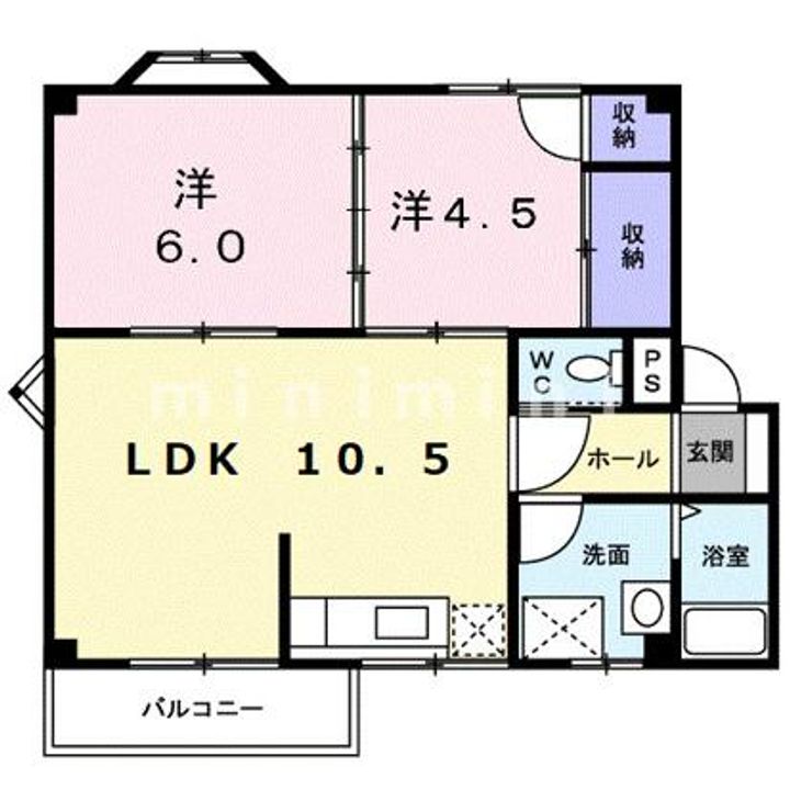 熊本県熊本市中央区琴平1(アパート)の賃貸物件の間取り