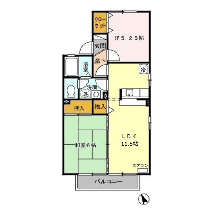 栃木県栃木市都賀町升塚(アパート)の賃貸物件の間取り