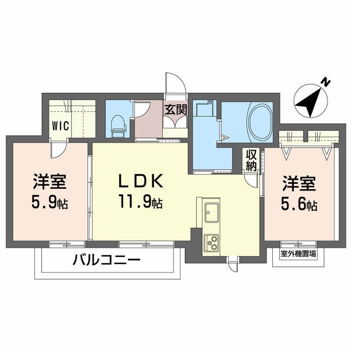 高知県高知市朝倉丙(マンション)の賃貸物件の間取り
