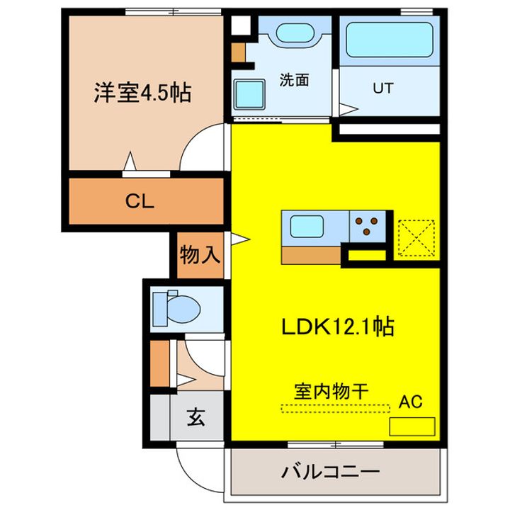 岐阜県岐阜市月ノ会町1(アパート)の賃貸物件の間取り