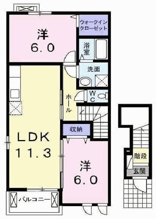 兵庫県加古川市野口町古大内(アパート)の賃貸物件の間取り