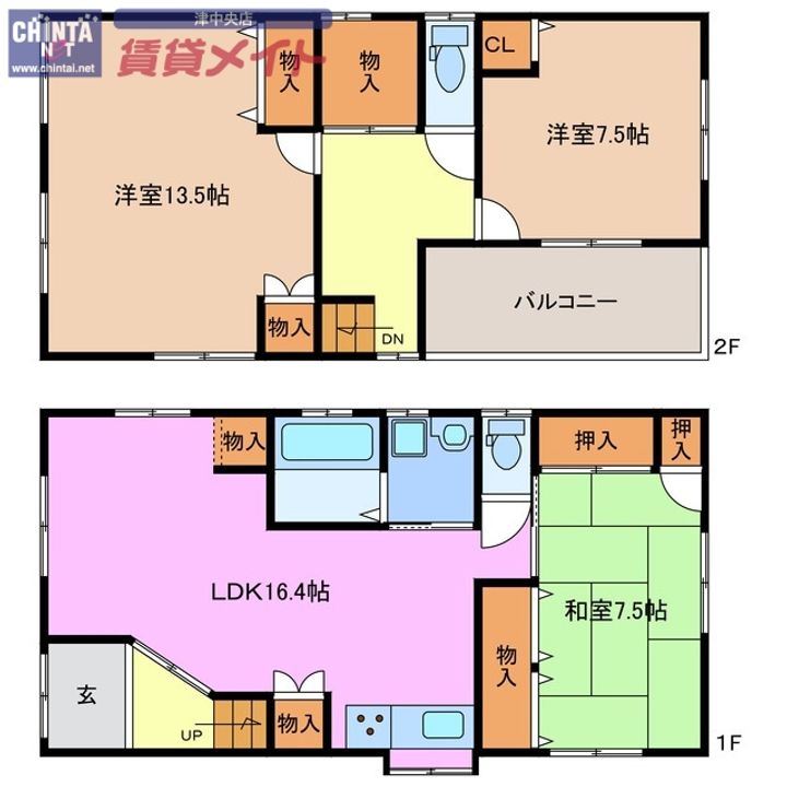 三重県津市上浜町2(一戸建)の賃貸物件の間取り
