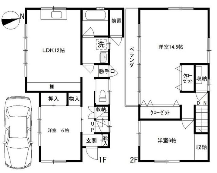 神奈川県横浜市中区本牧町2(一戸建)の賃貸物件の間取り
