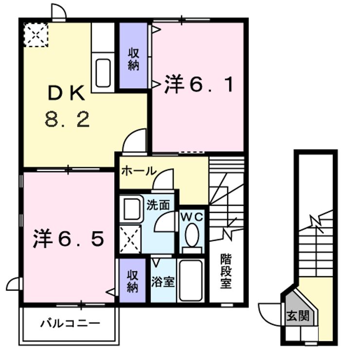 茨城県ひたちなか市大字足崎(アパート)の賃貸物件の間取り