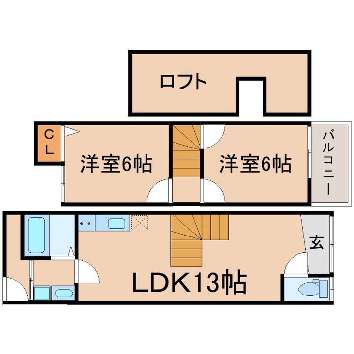大阪府大阪市西淀川区姫島6(一戸建)の賃貸物件の間取り