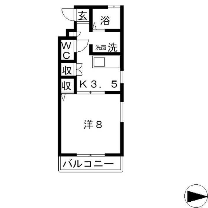 岡山県倉敷市玉島爪崎(マンション)の賃貸物件の間取り