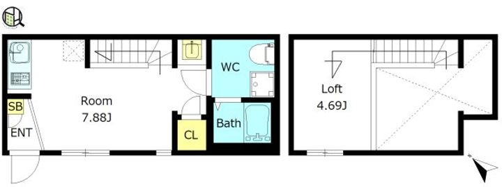 愛知県名古屋市千種区自由ケ丘1(アパート)の賃貸物件の間取り
