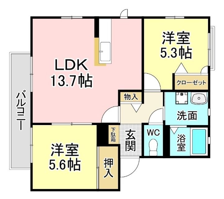 福岡県北九州市小倉南区徳吉東4(アパート)の賃貸物件の間取り