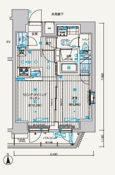 東京都台東区元浅草4(マンション)の賃貸物件の間取り