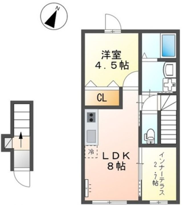 東京都八王子市北野町(アパート)の賃貸物件の間取り