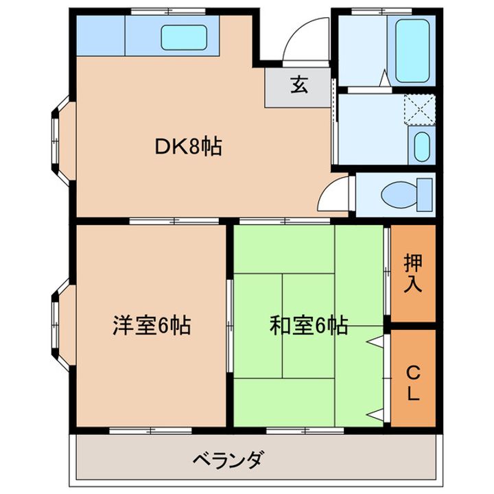 宮崎県都城市南横市町(アパート)の賃貸物件の間取り