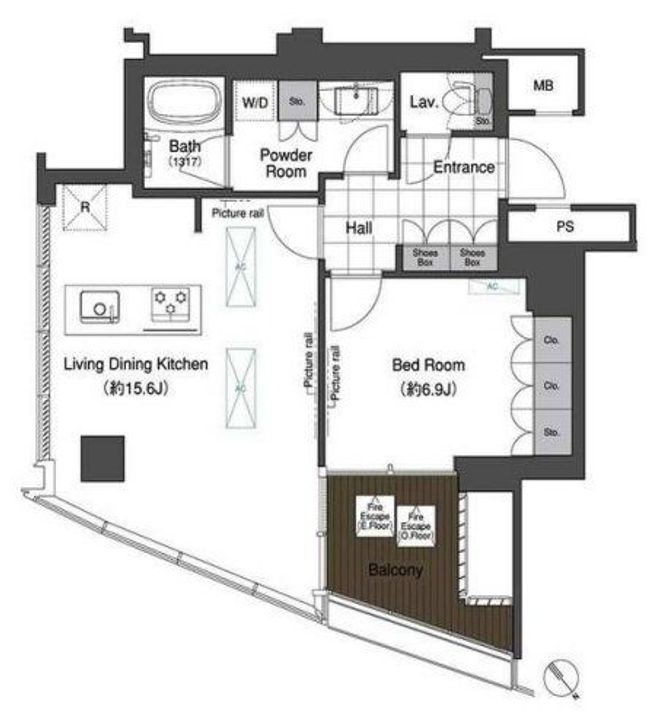 スカイハウス浜離宮の間取り